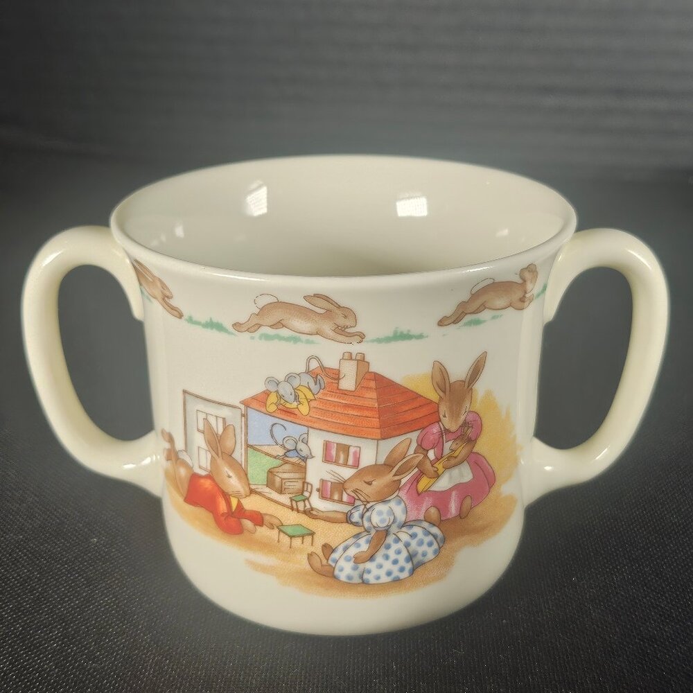 Vintage Royal Doulton Bunny Kins Two Handled Child's Cup "Doll's House" Pattern